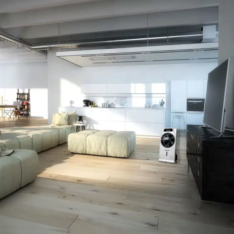 Westinghouse Cascata standventilator met luchtbevochtiger voor verkoeling en droge lucht in huis