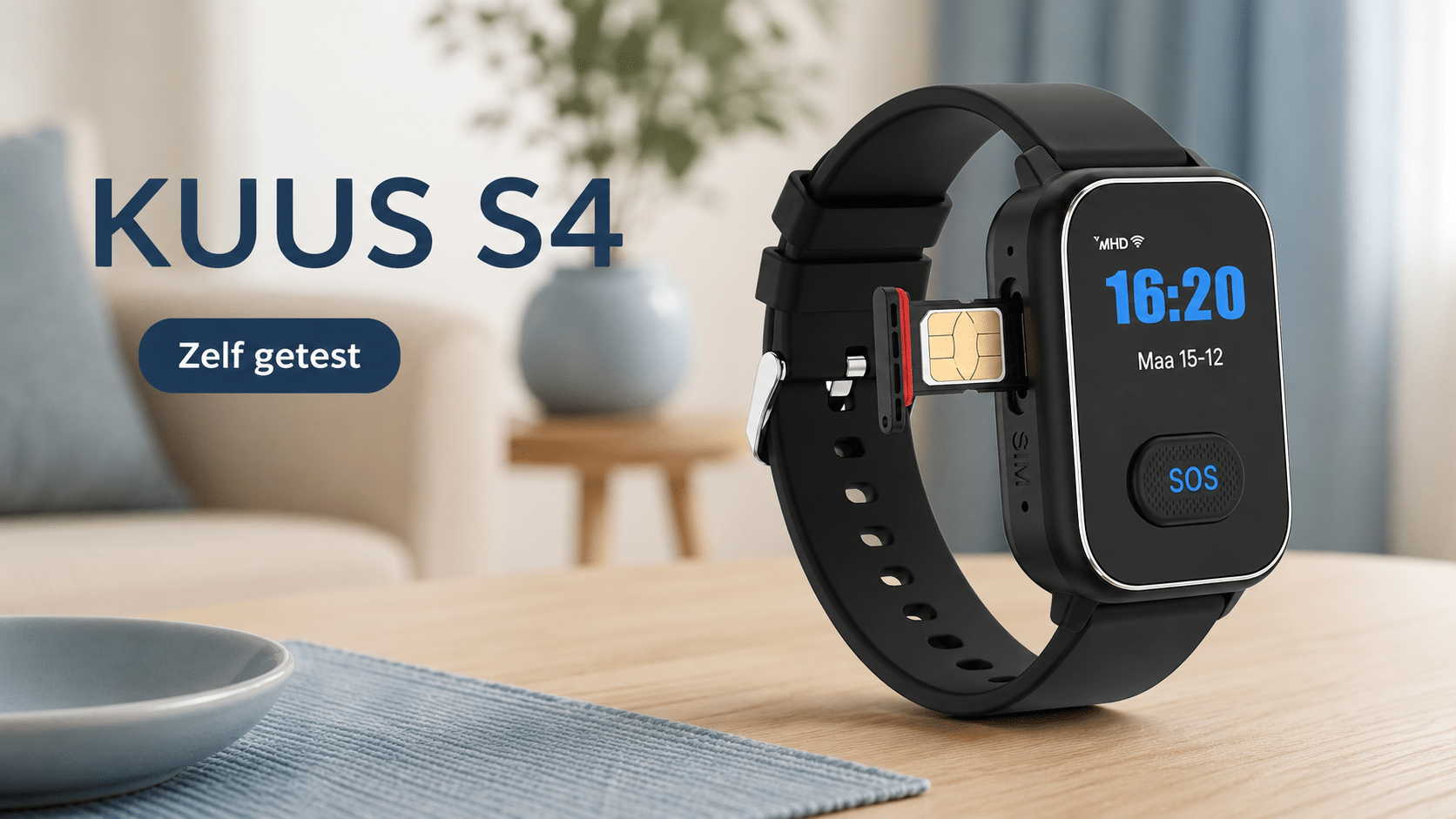 KUUS S4 SOS horloge voor ouderen met zelf getest badge